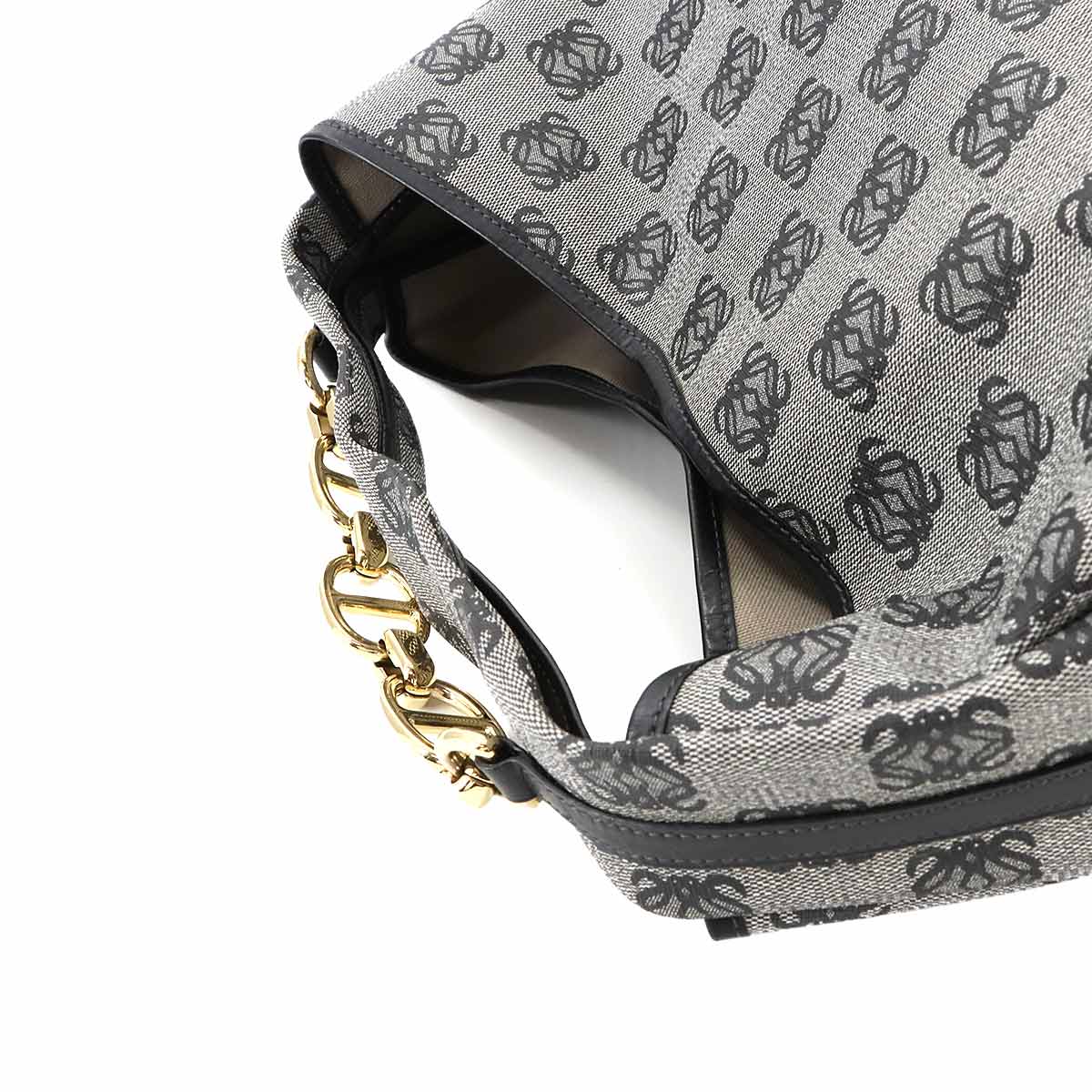 Anagram Shouder Bag PVC Leather Grey Black Purse