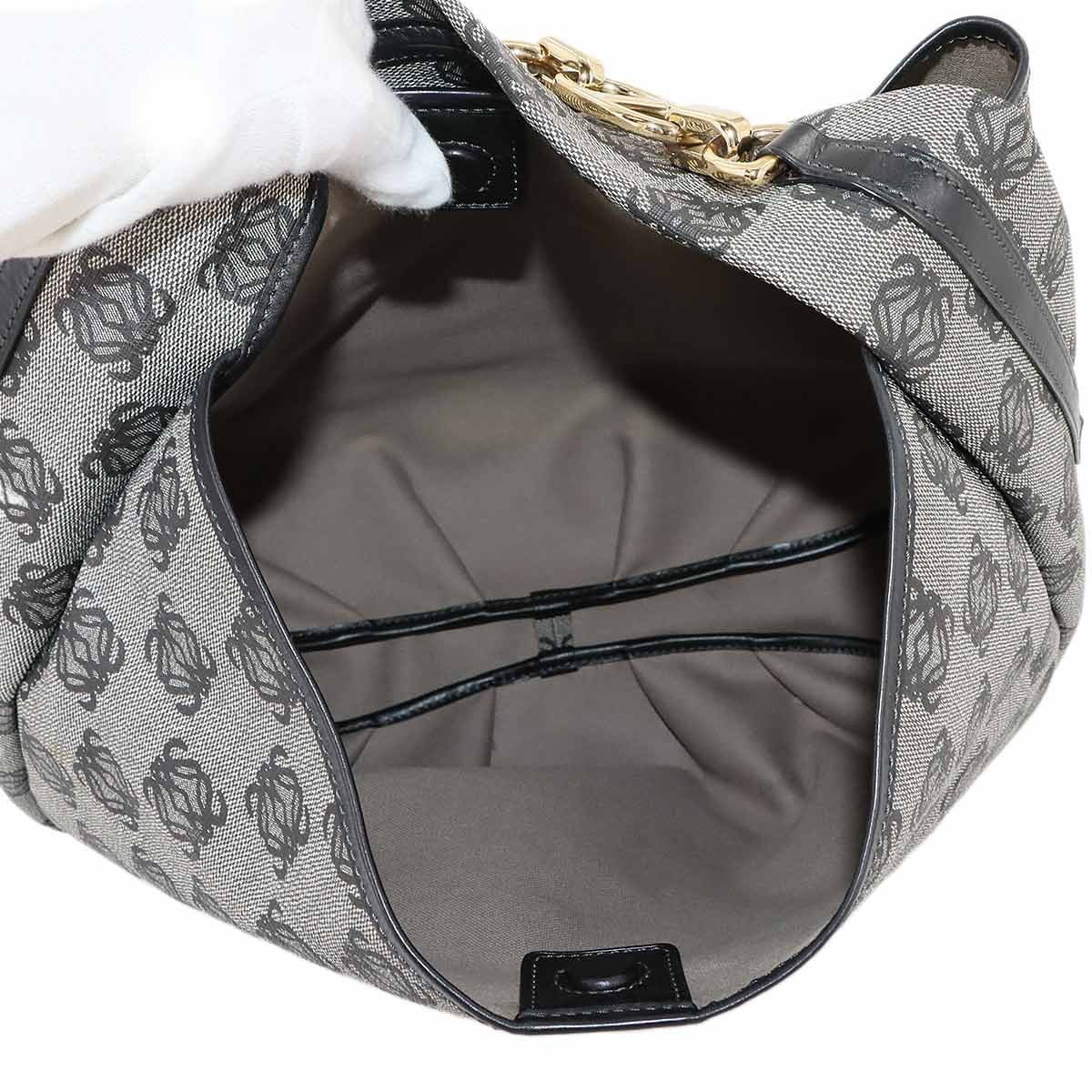 Anagram Shouder Bag PVC Leather Grey Black Purse