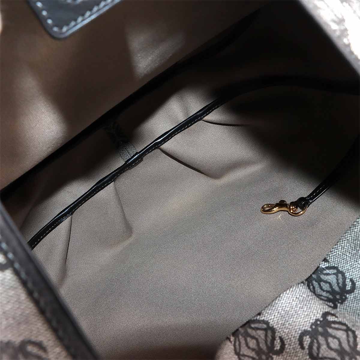 Anagram Shouder Bag PVC Leather Grey Black Purse