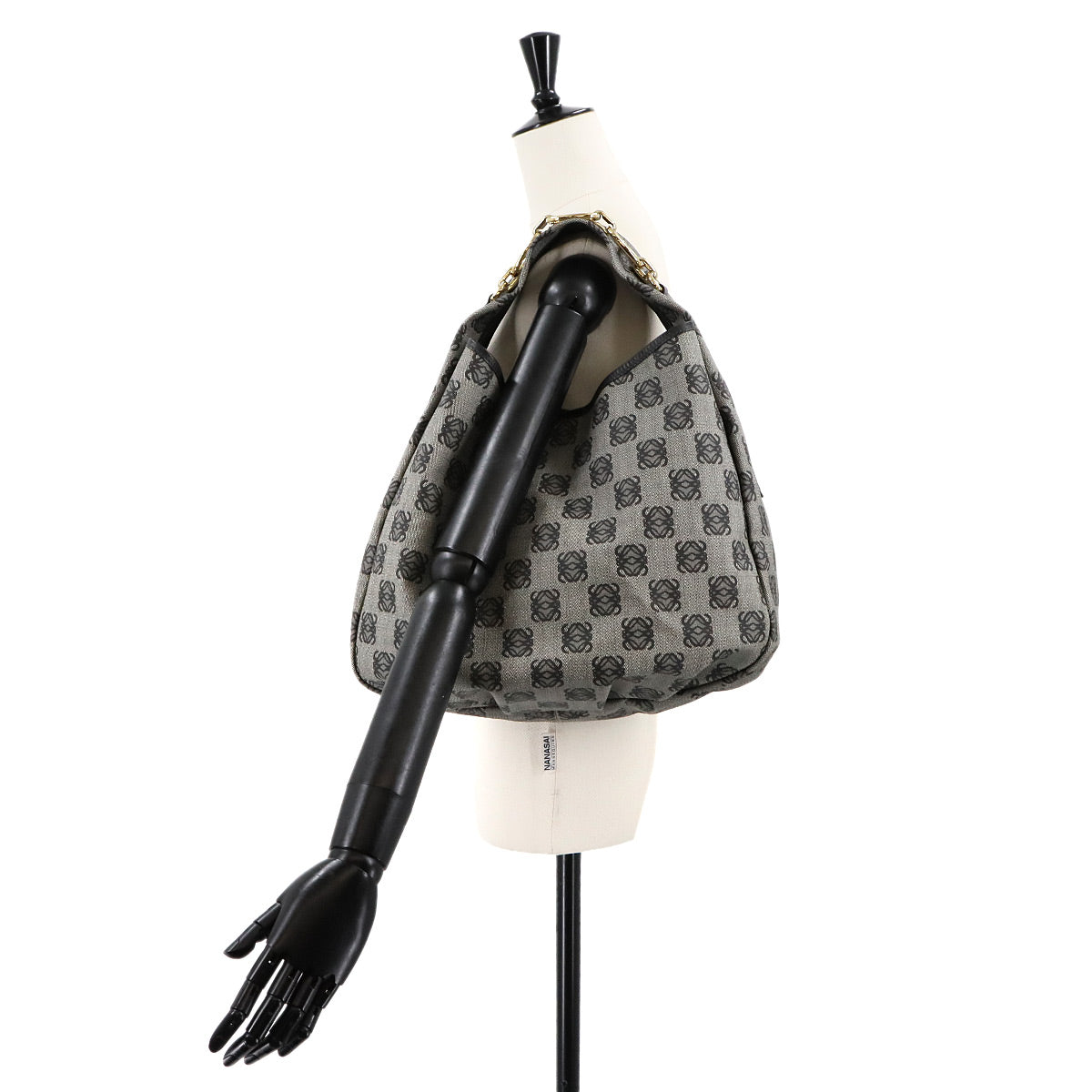 Anagram Shouder Bag PVC Leather Grey Black Purse