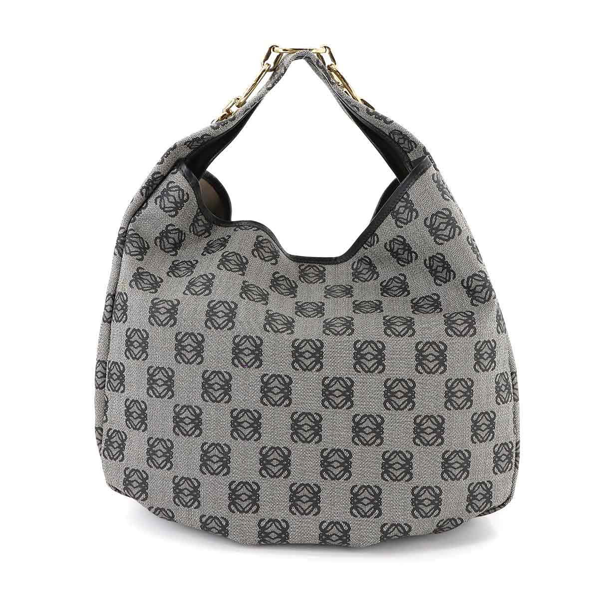 Anagram Shouder Bag PVC Leather Gray Black Purse