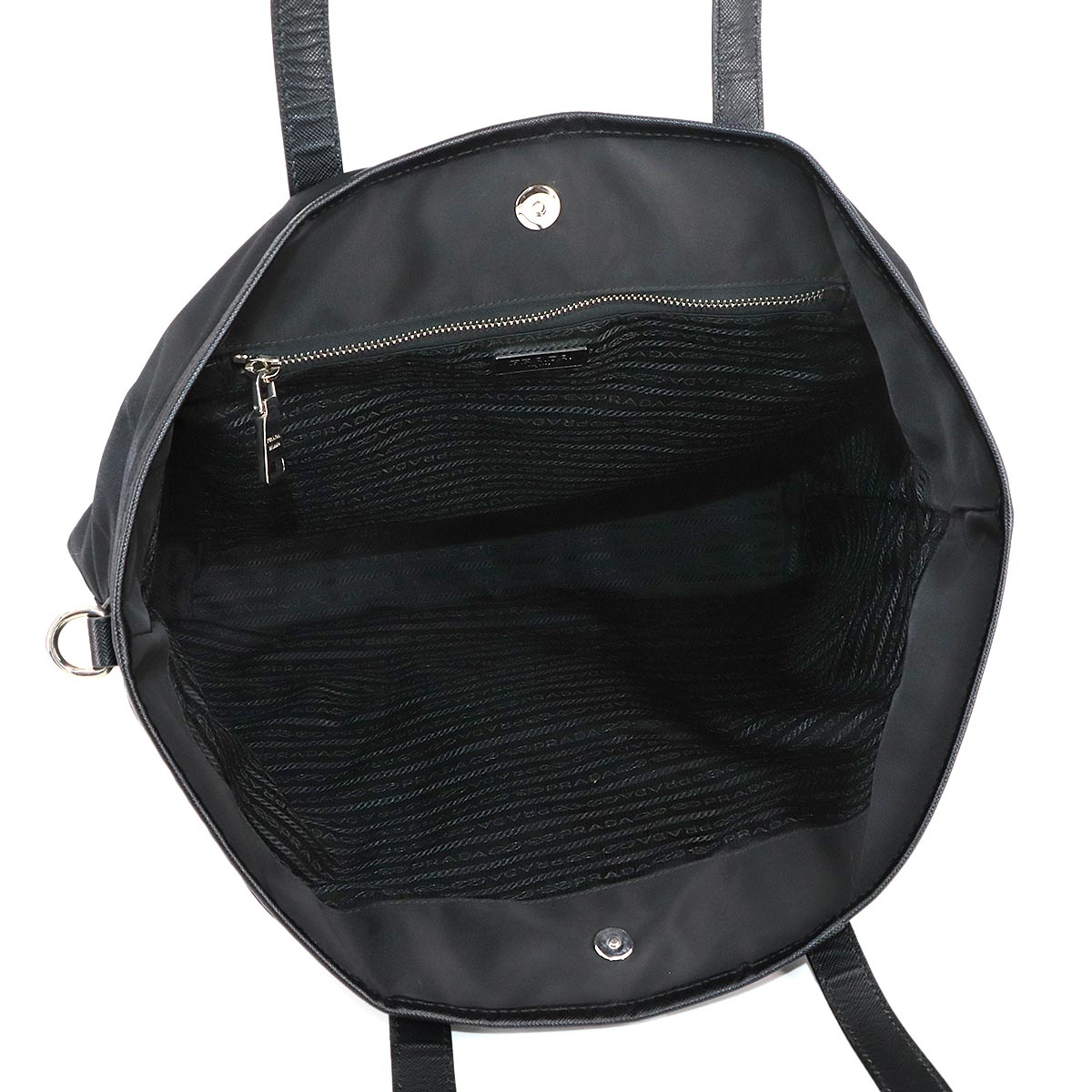 Robot Tote Bag Nylon Saffiano Leather Black Girl motif Purse