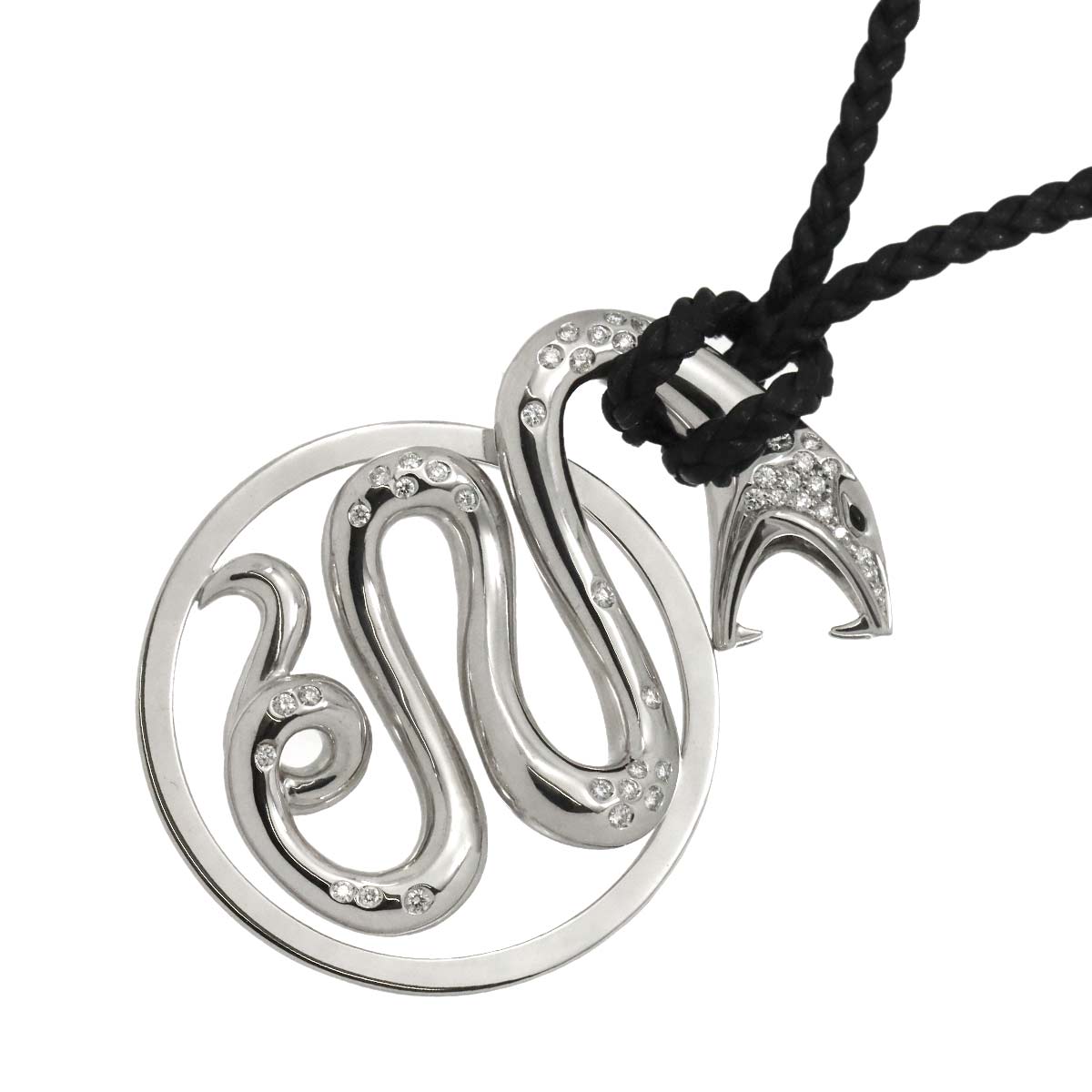 Diamond Onyx Necklace 18K WG 750