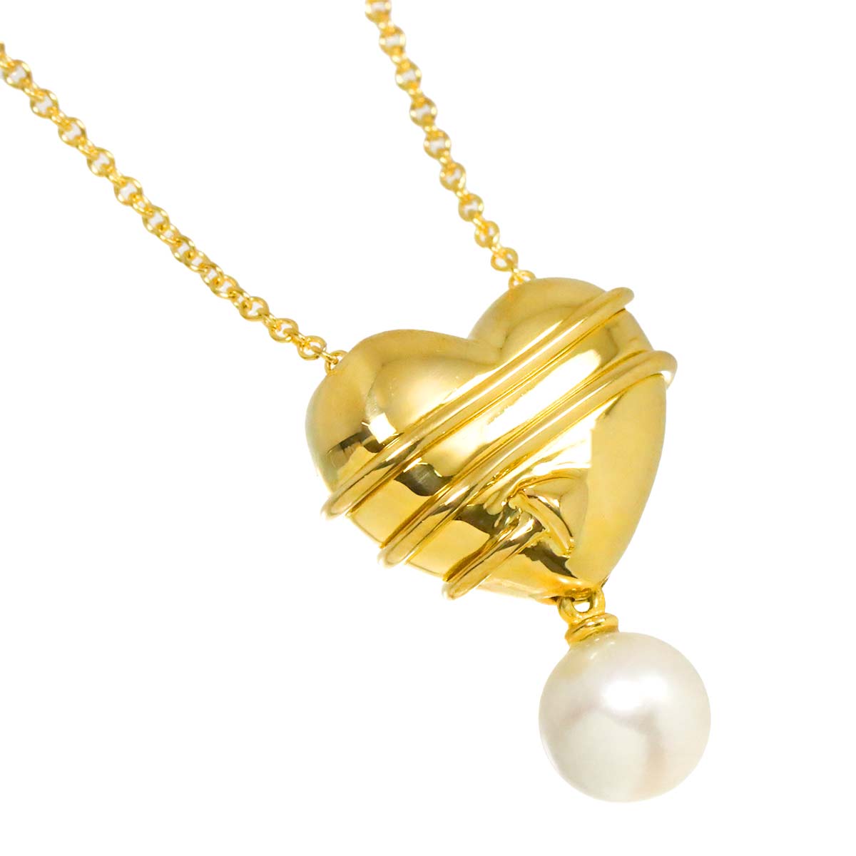 Heart and arrow Akoya Pearl 6.6mm Necklace 18K YG 750