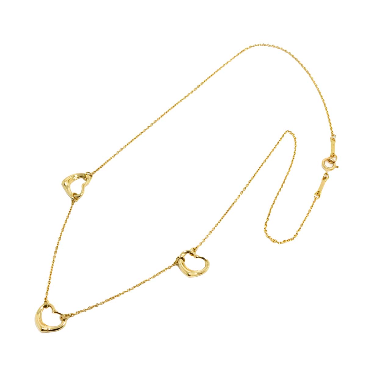 Open Heart 3P Necklace 18K Yellow Gold 750