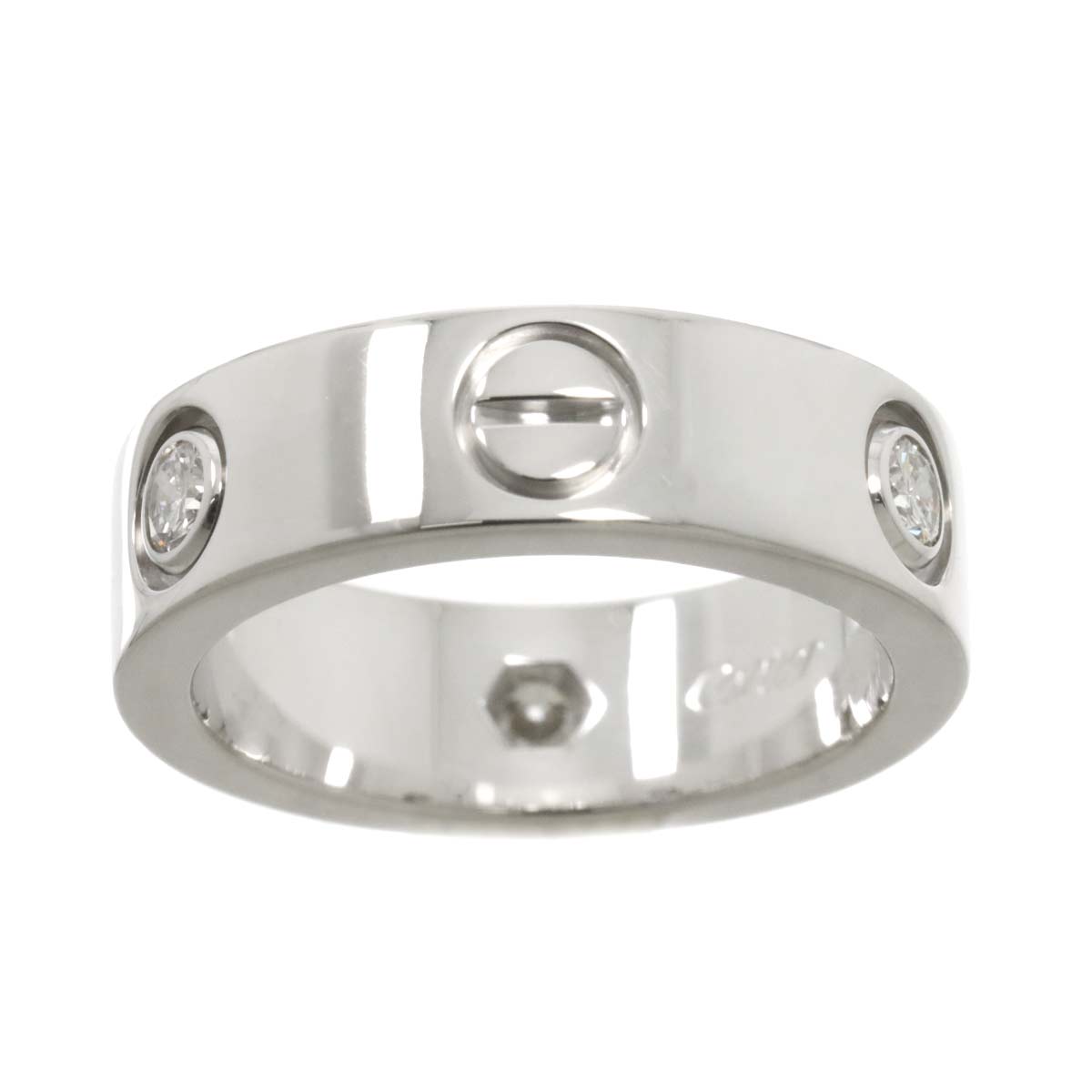 Love Ring Half Diamond 3P 18K White Gold 750 size48 4.5(US)
