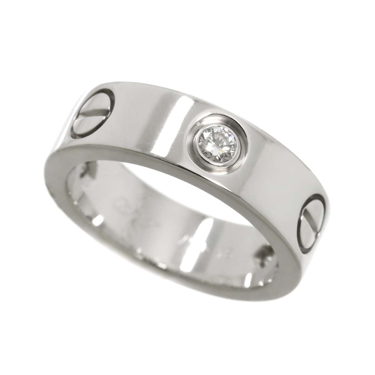 Love Ring Half Diamond 3P 18K White Gold 750 size48 4.5(US)