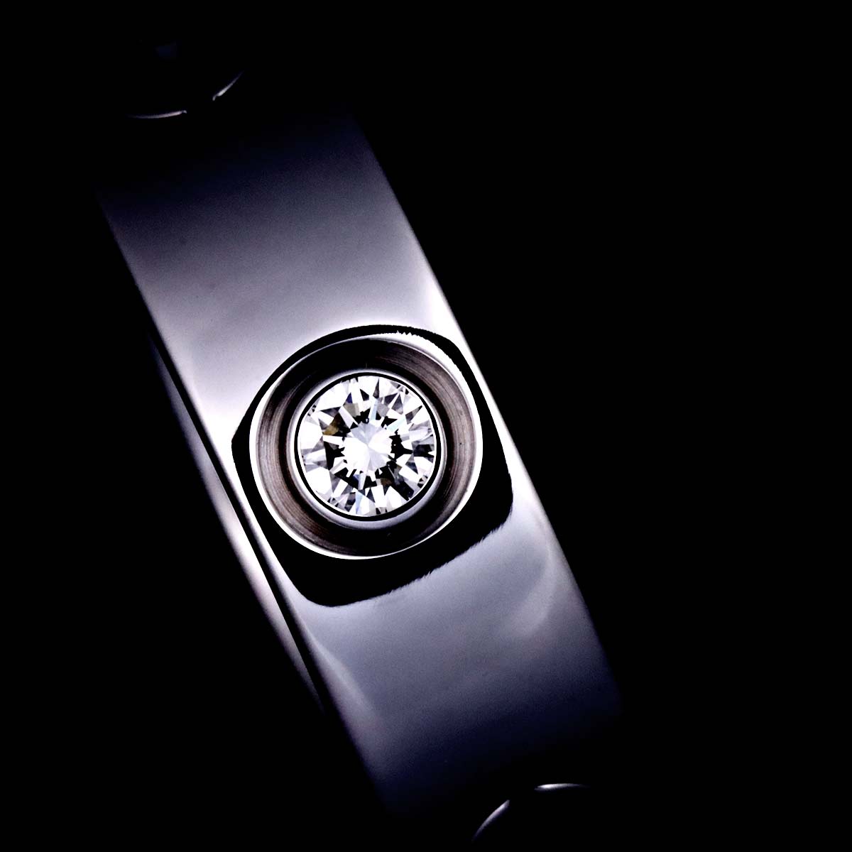 Love Ring Half Diamond 3P 18K White Gold 750 size48 4.5(US)