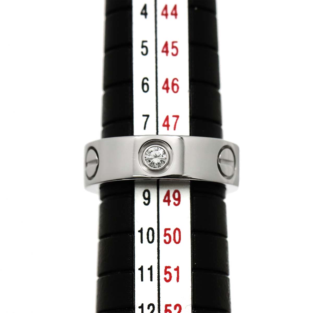 Love Ring Half Diamond 3P 18K White Gold 750 size48 4.5(US)