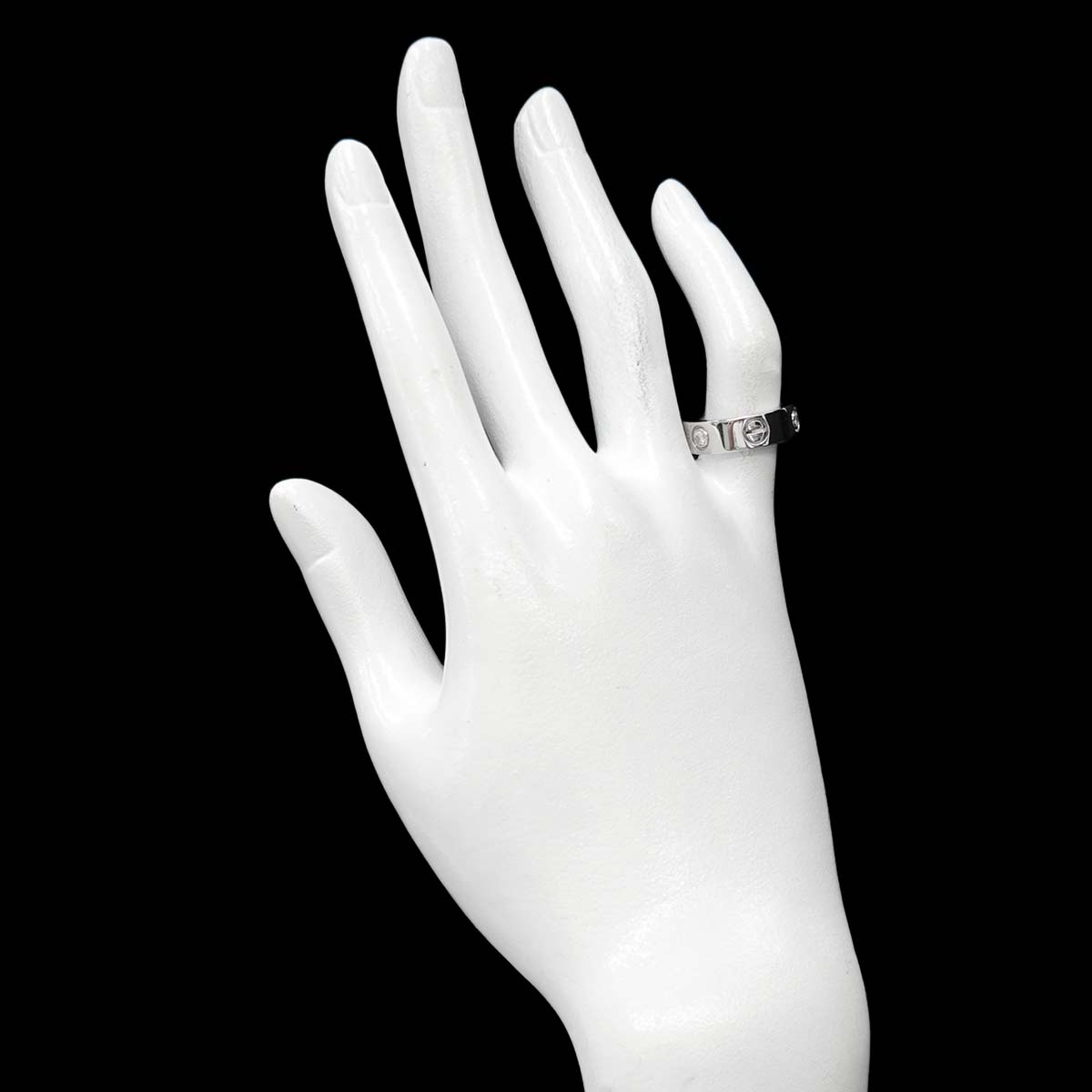 Love Ring Half Diamond 3P 18K White Gold 750 size48 4.5(US)