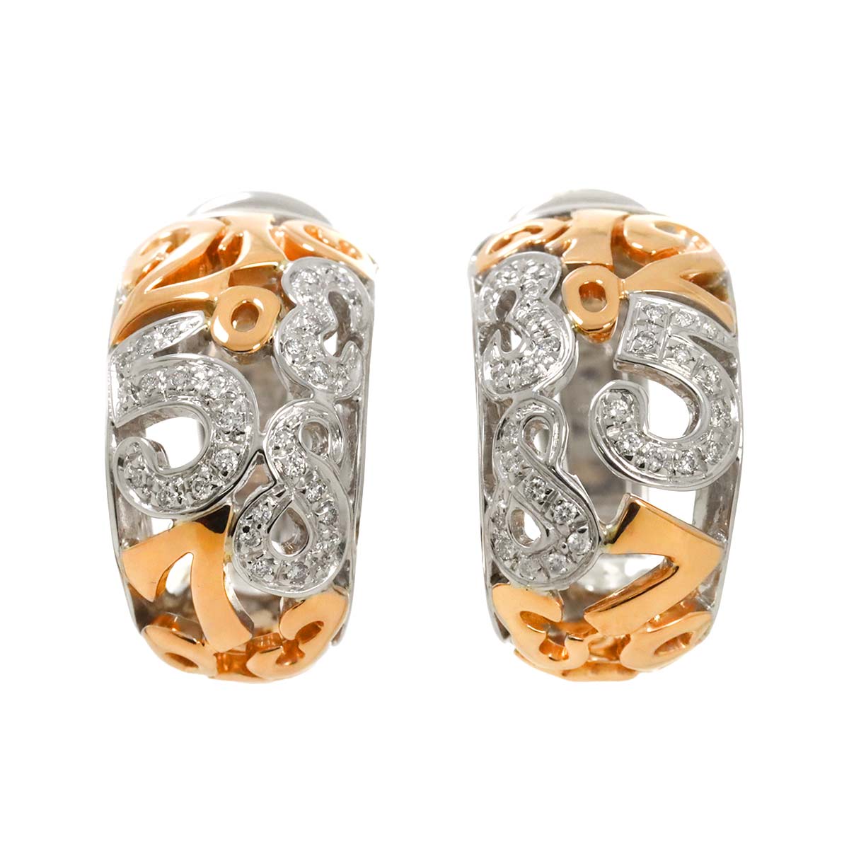 TALISMAN Number 10 Diamond Earrings Clip on 18K WG PG 750