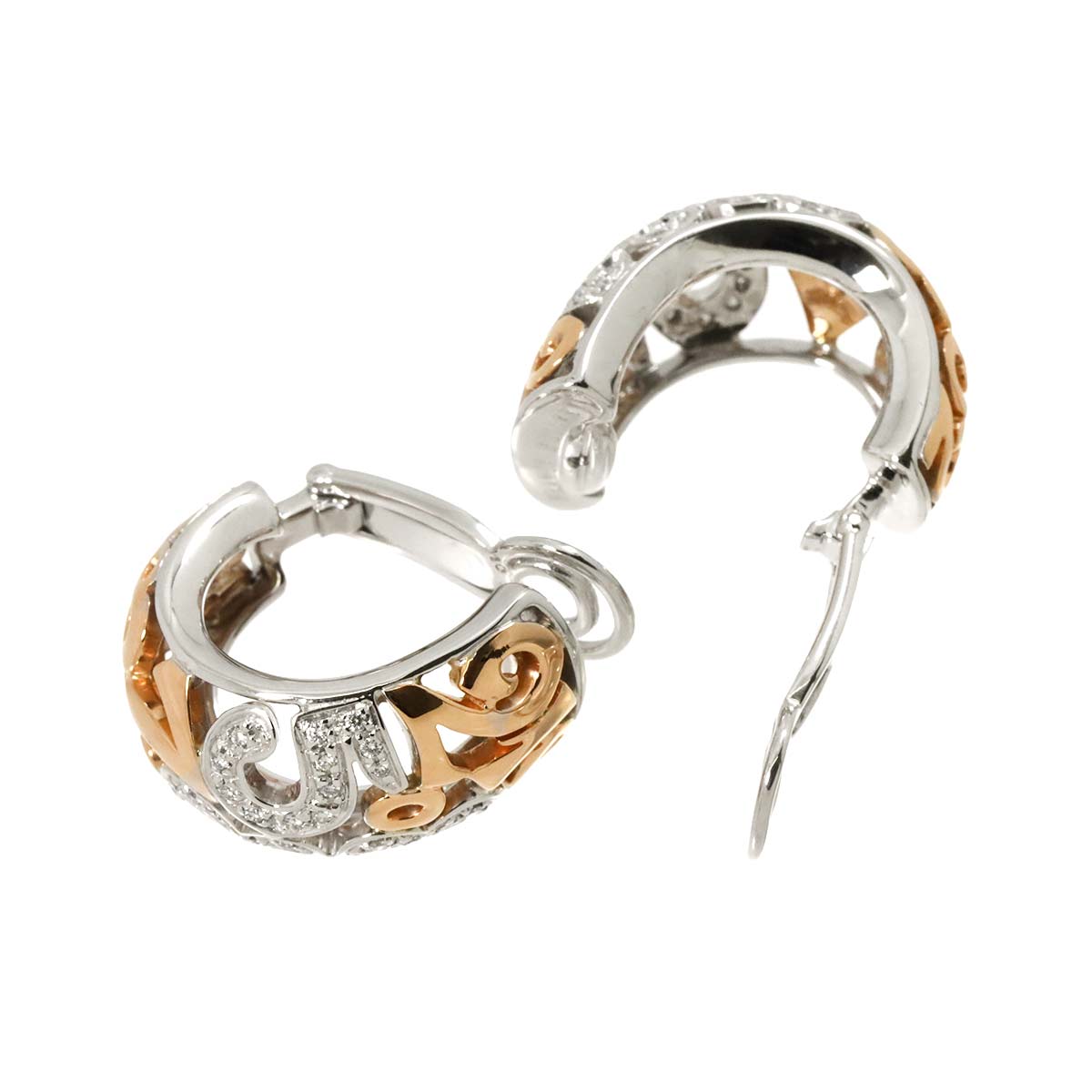 TALISMAN Number 10 Diamond Earrings Clip on 18K WG PG 750