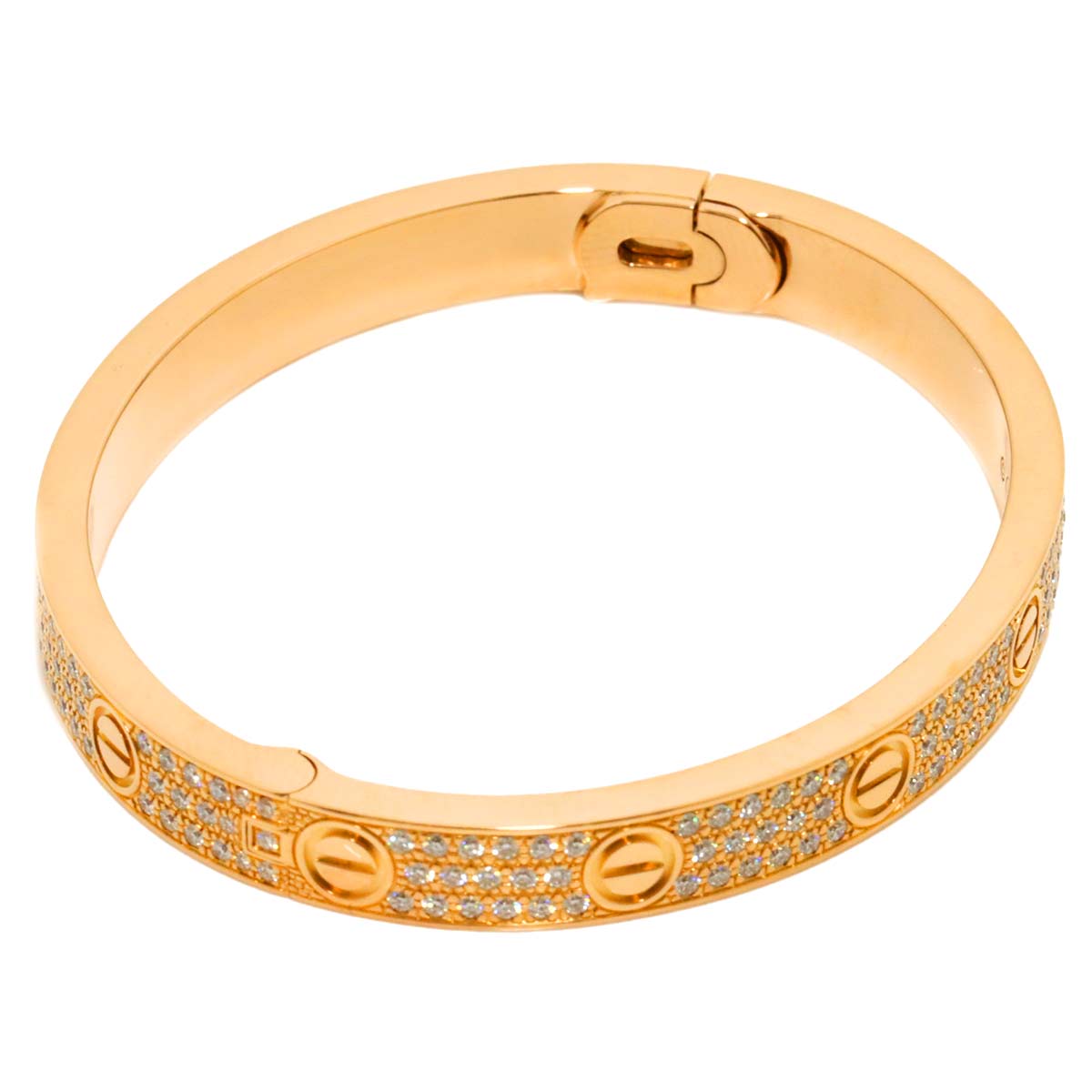 Love Bracelet Pave Diamond Bangle 18K Pink Gold 750 Size17