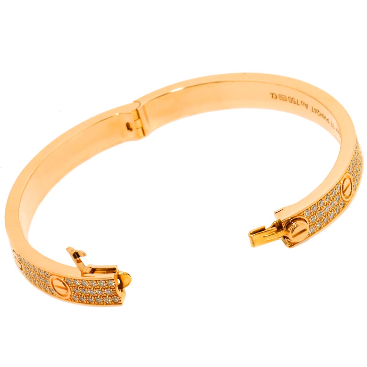 Love Bracelet Pave Diamond Bangle 18K Pink Gold 750 Size17