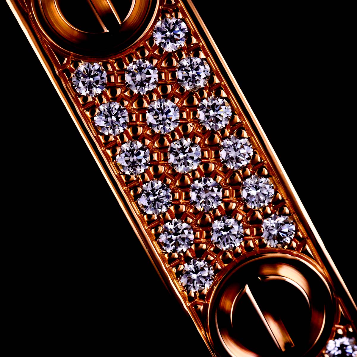 Love Bracelet Pave Diamond Bangle 18K Pink Gold 750 Size17