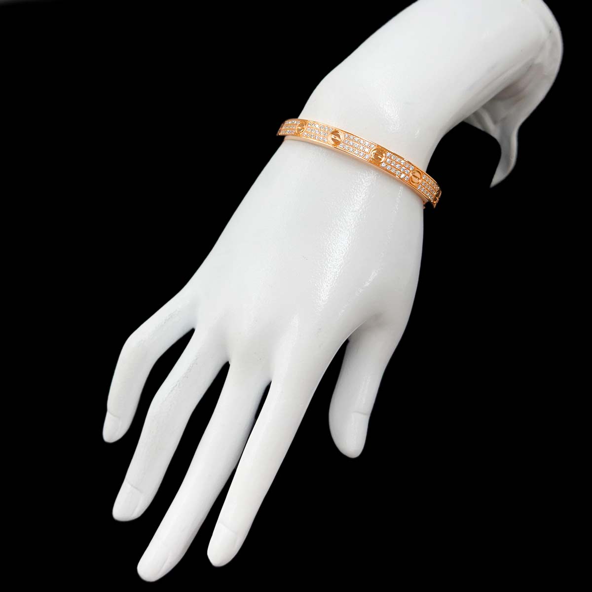 Love Bracelet Pave Diamond Bangle 18K Pink Gold 750 Size17