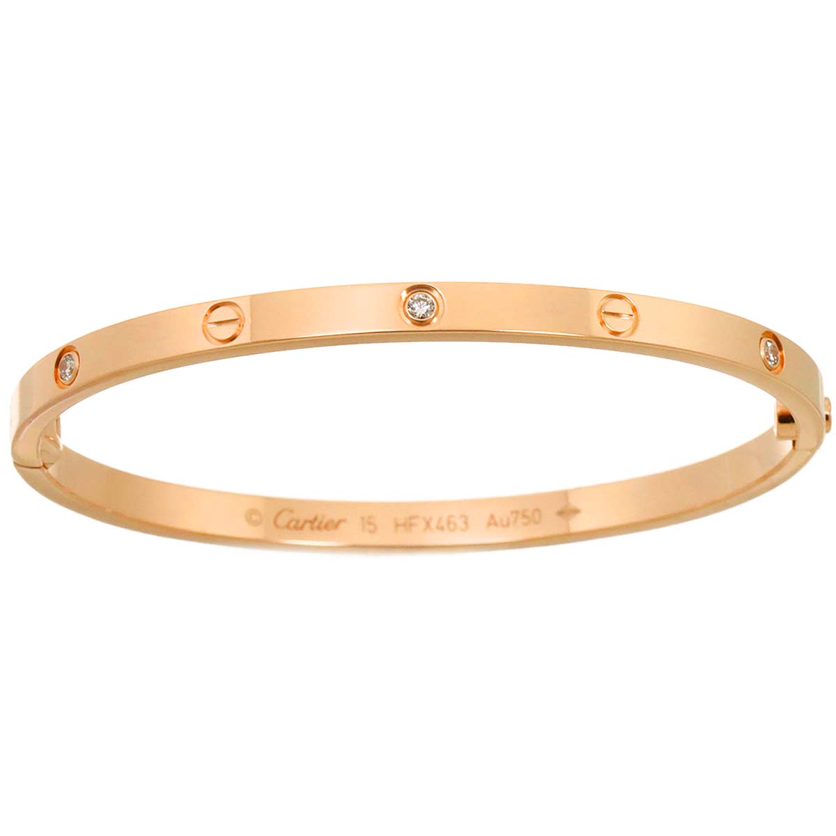 Love Bracelet SM Diamond 6P Bangle 18K Pink Gold 750 Size15
