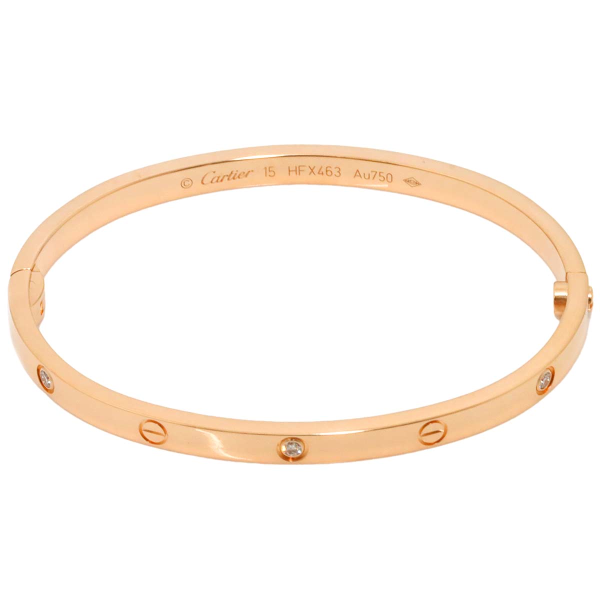 Love Bracelet SM Diamond 6P Bangle 18K Pink Gold 750 Size15