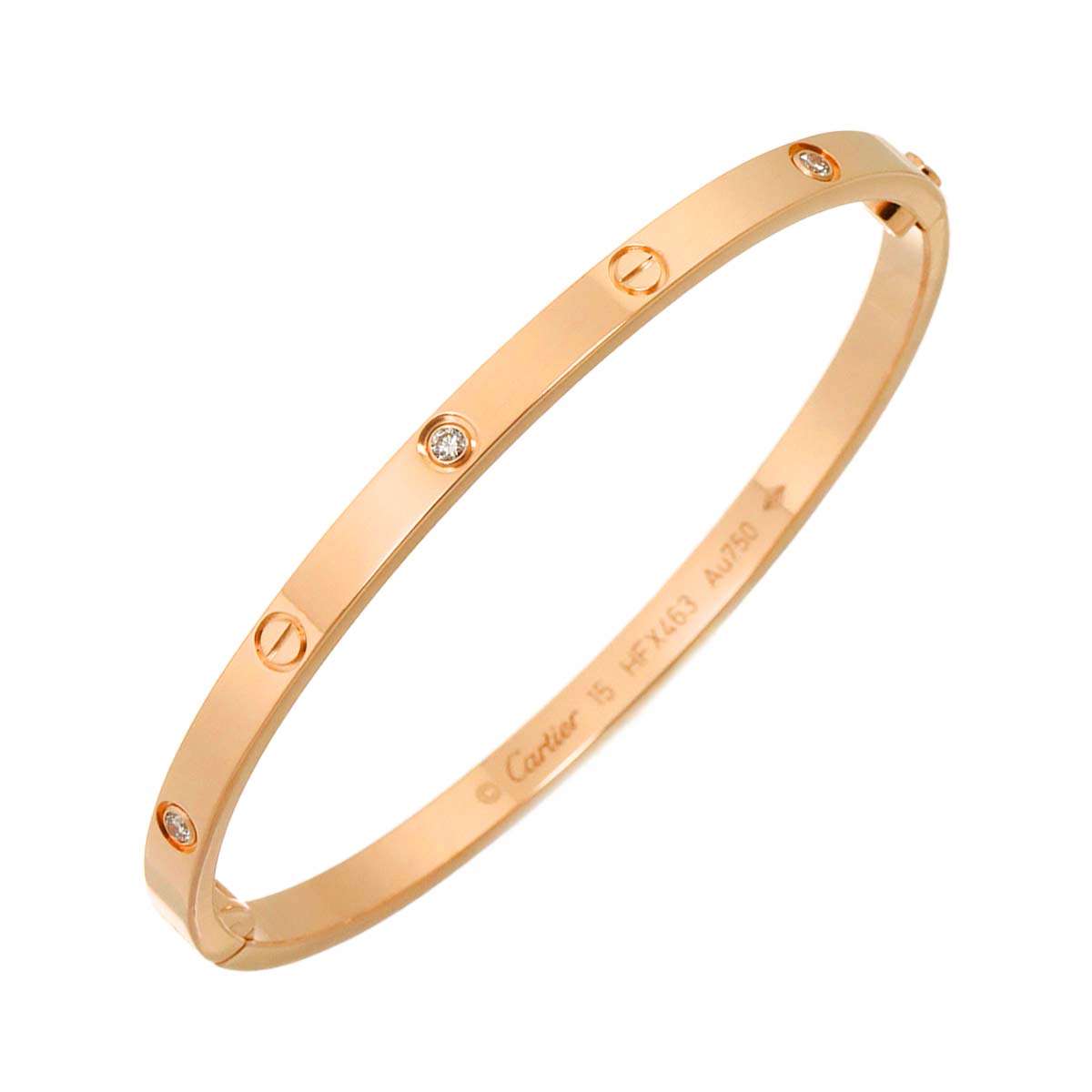 Love Bracelet SM Diamond 6P Bangle 18K Pink Gold 750 Size15
