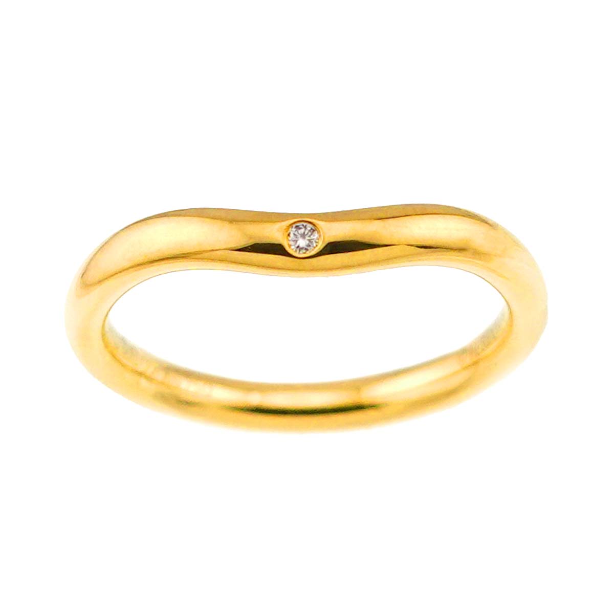 Curved Band Ring Diamond 18K Yellow Gold size4.5(US)