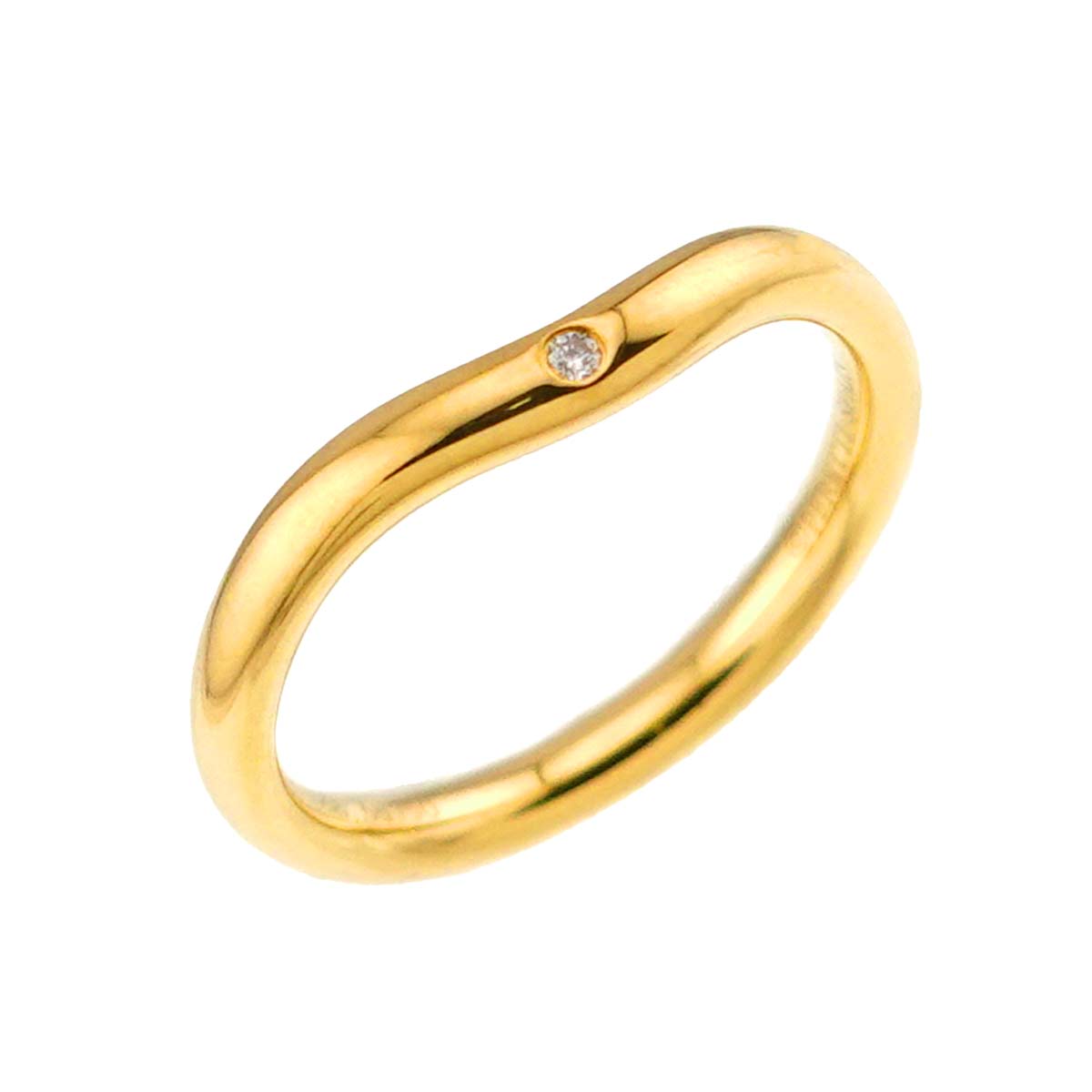 Curved Band Ring Diamond 18K Yellow Gold size4.5(US)