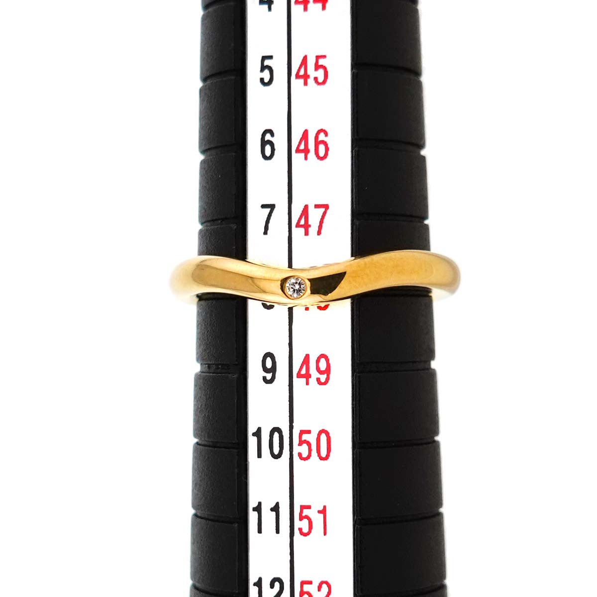 Curved Band Ring Diamond 18K Yellow Gold size4.5(US)