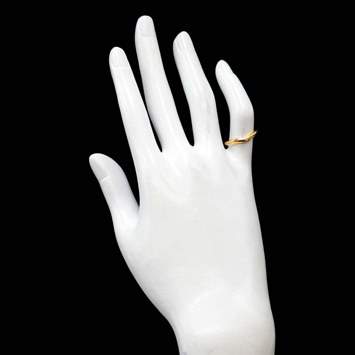 Curved Band Ring Diamond 18K Yellow Gold size4.5(US)