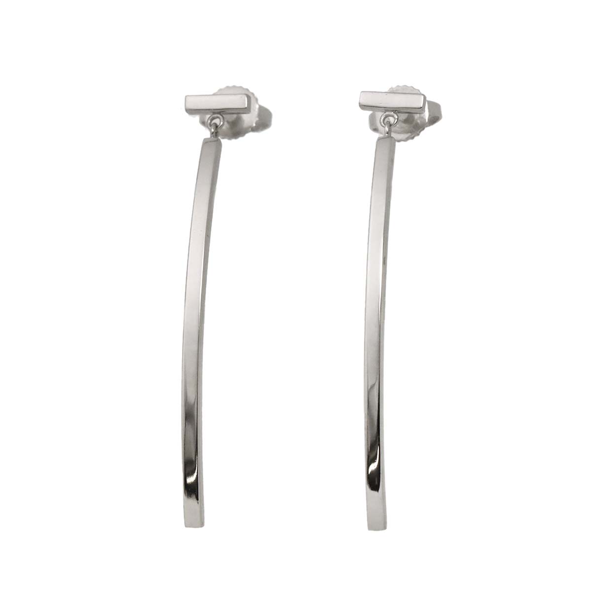 T Bar Earrings Pierced 18K WG 750