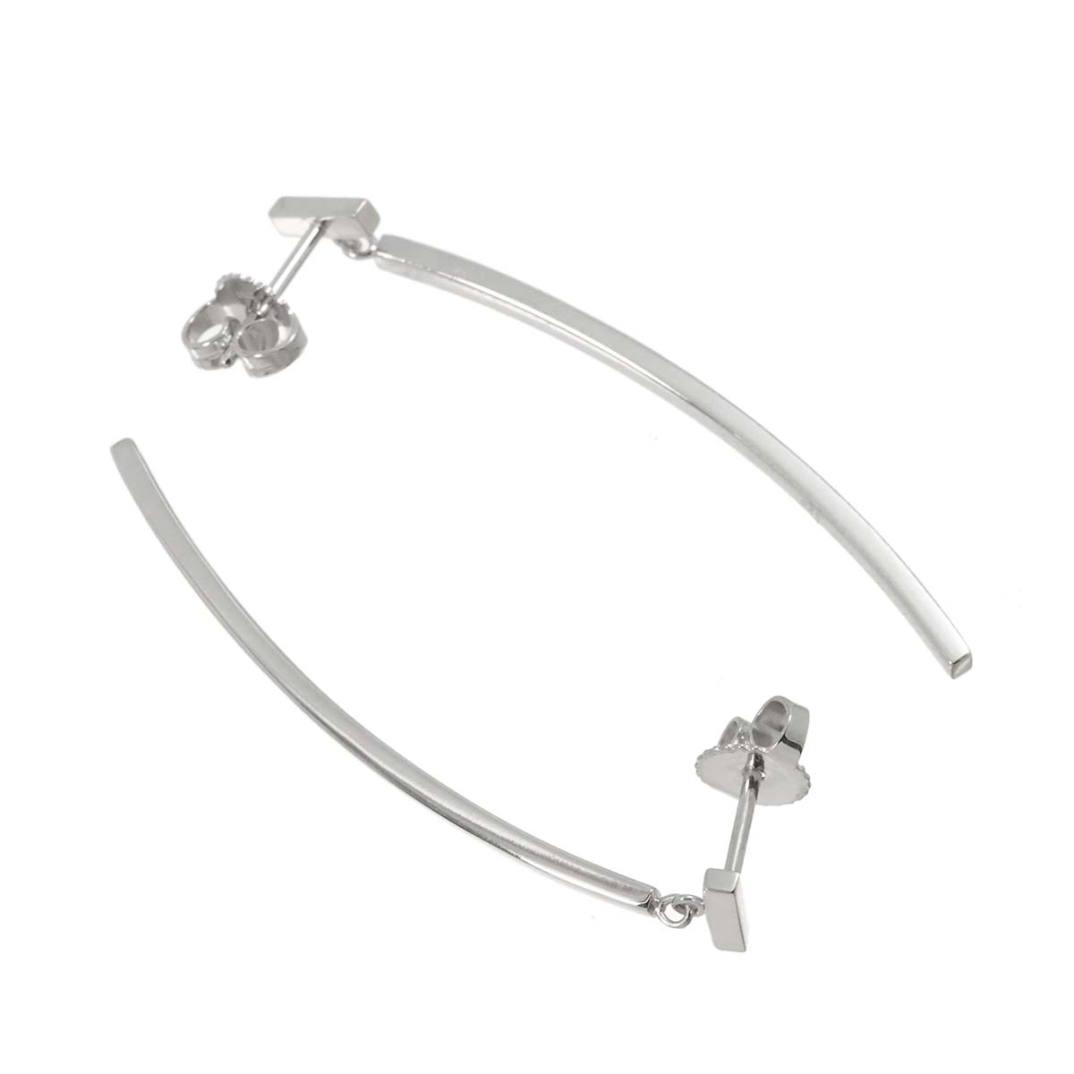 T Bar Earrings Pierced 18K WG 750