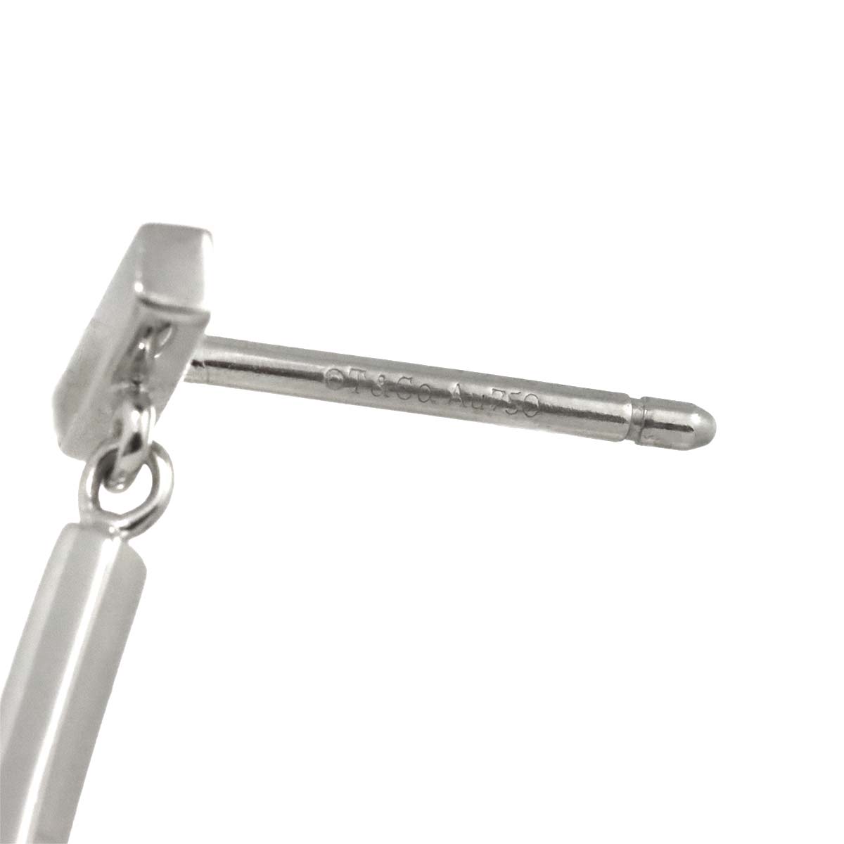 T Bar Earrings Pierced 18K WG 750