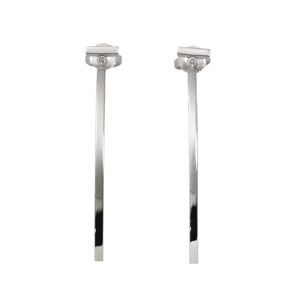 T Bar Earrings Pierced 18K WG 750