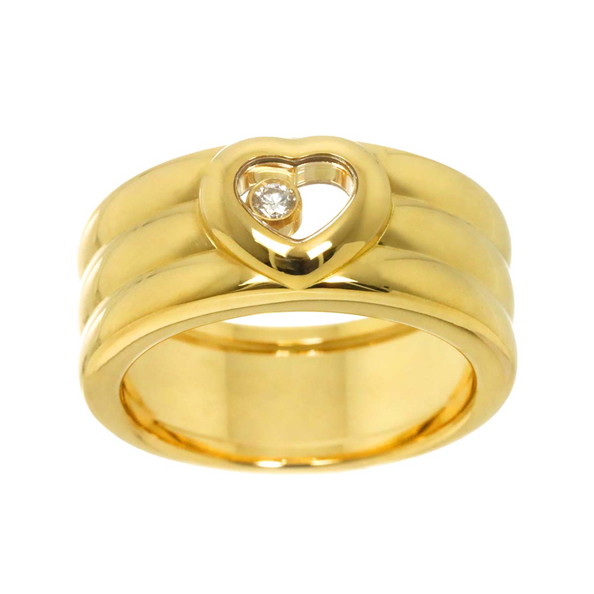 Happy Diamond Heart Ring 18K YG 750 Size6(US)