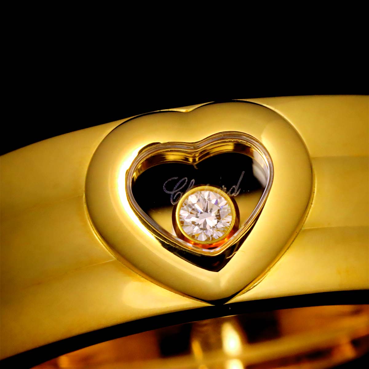 Happy Diamond Heart Ring 18K YG 750 Size6(US)