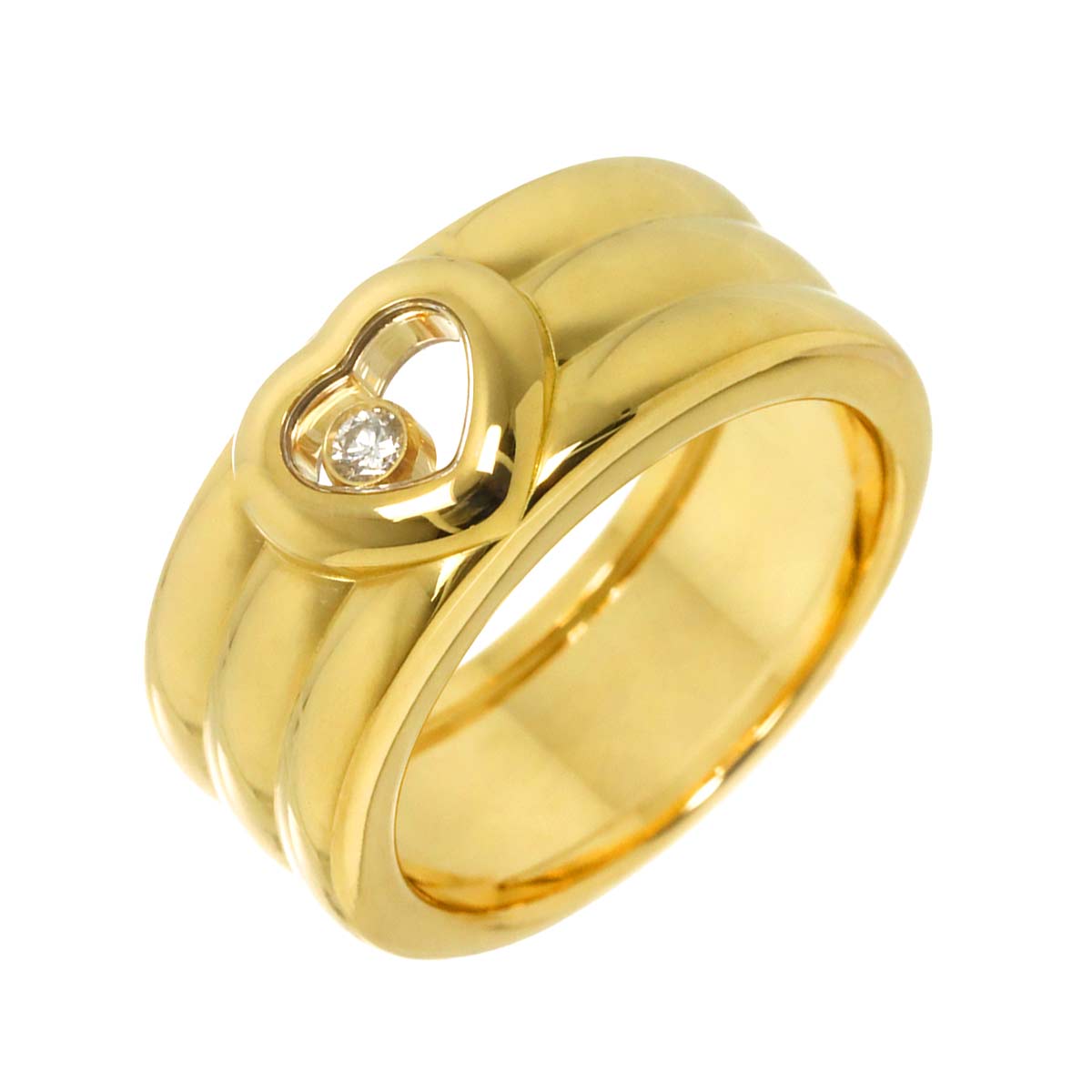 Happy Diamond Heart Ring 18K YG 750 Size6(US)