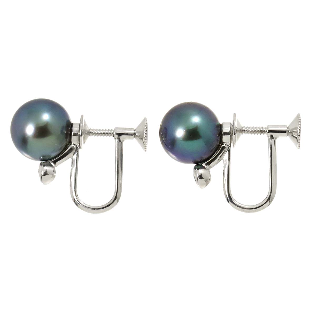 Black Pearl Diamond Earrings 18K WG 750
