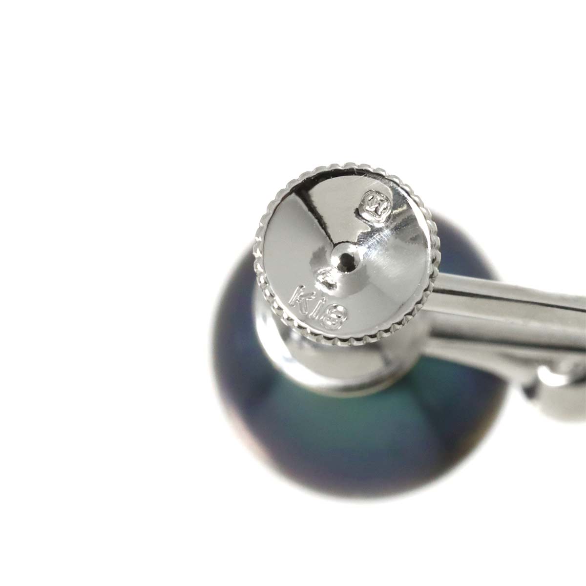 Black Pearl Diamond Earrings 18K WG 750