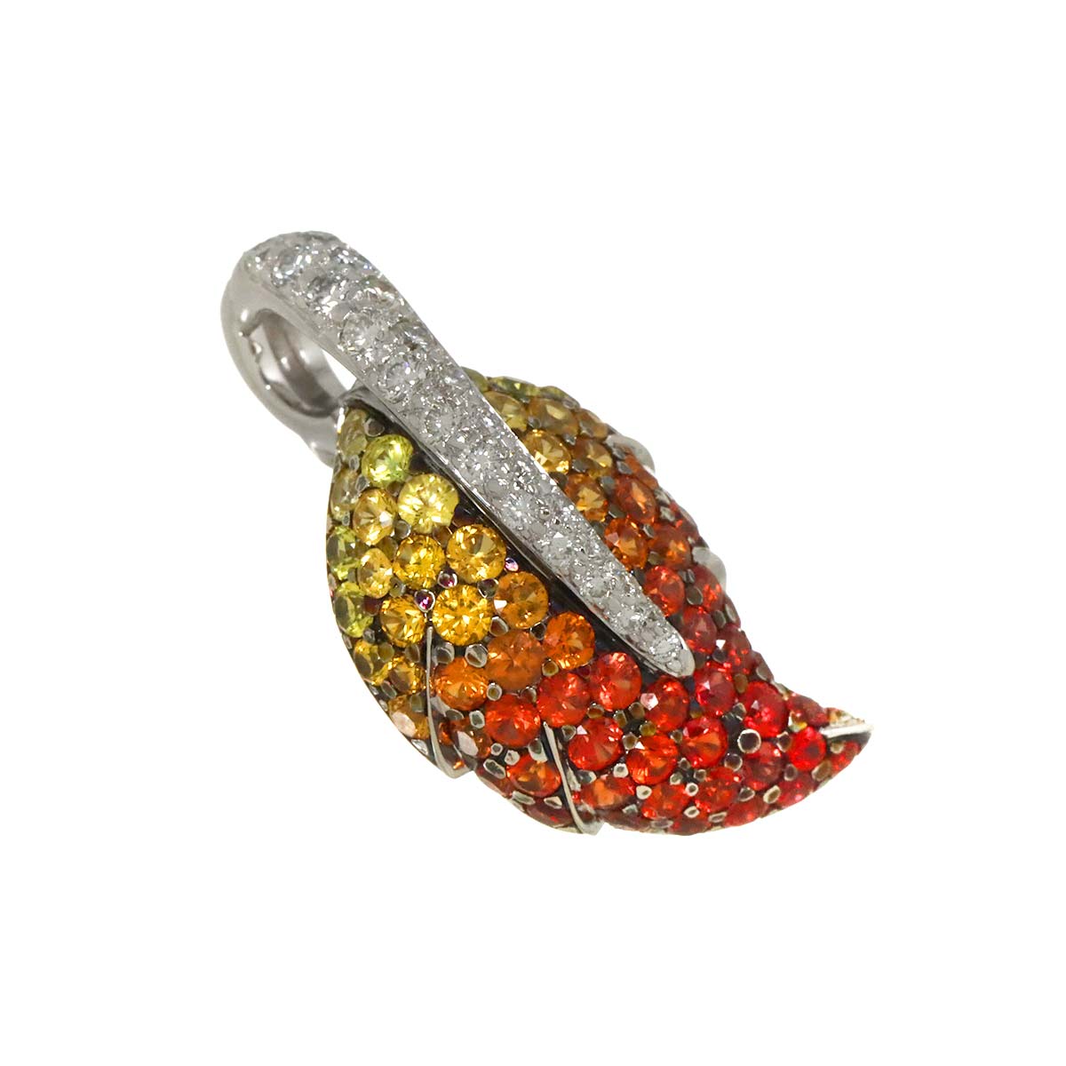 Sapphire 3.87ct Diamond 0.58ct Pendant Top 18K K18 WG White Gold 750