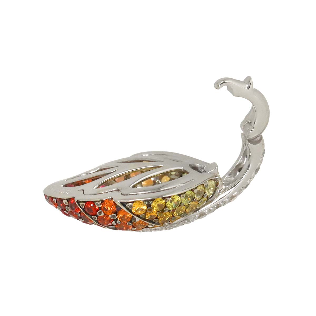 Sapphire 3.87ct Diamond 0.58ct Pendant Top 18K K18 WG White Gold 750