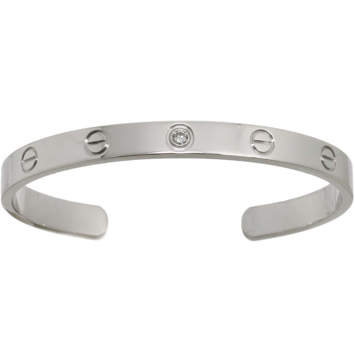 Love Bracelet Open Diamond 1P Bangle 18K WG 750 Size17