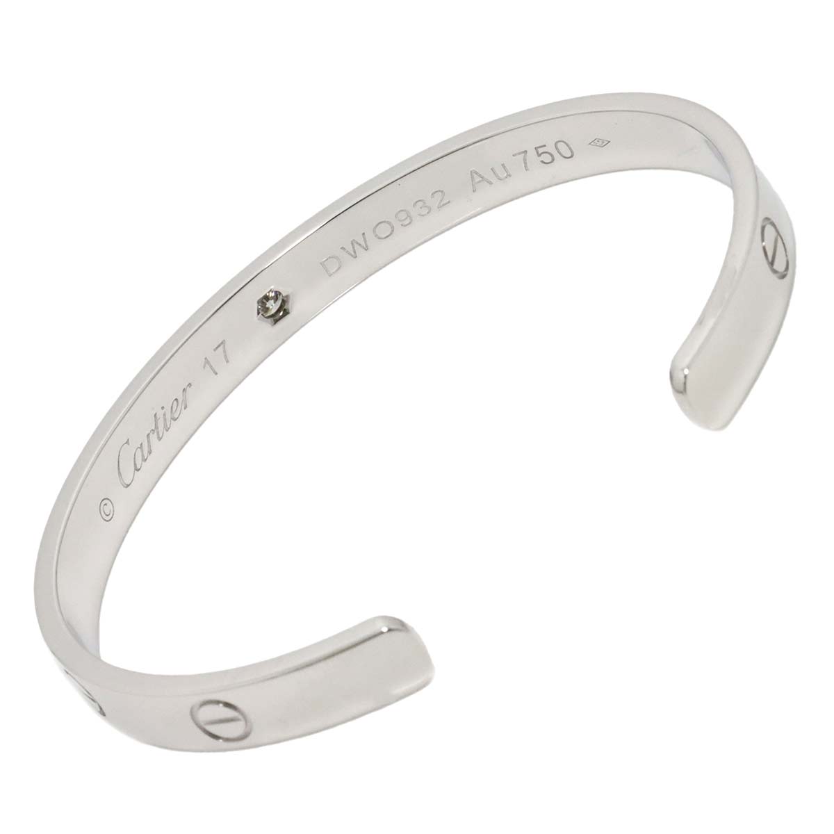 Love Bracelet Open Diamond 1P Bangle 18K WG 750 Size17