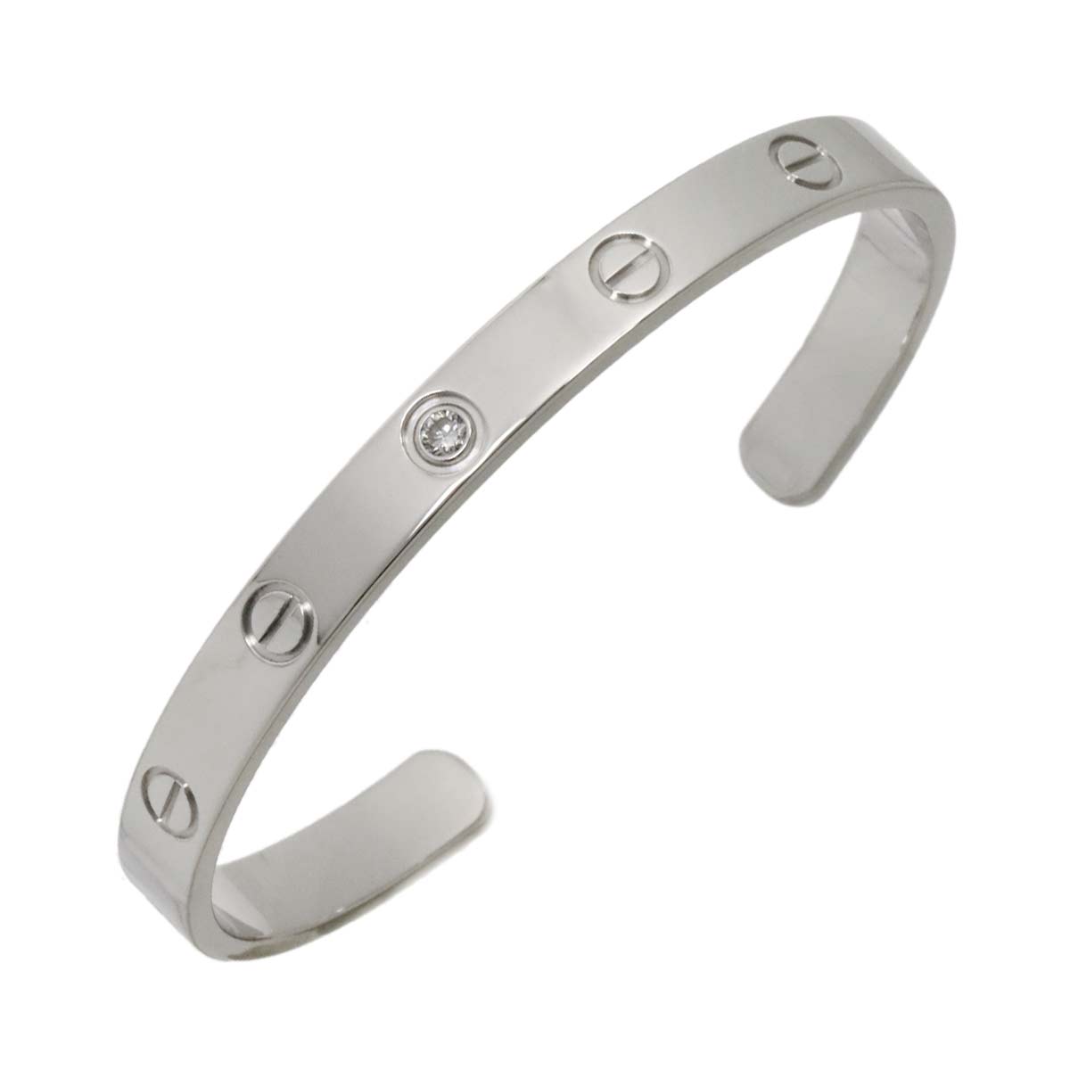 Love Bracelet Open Diamond 1P Bangle 18K WG 750 Size17