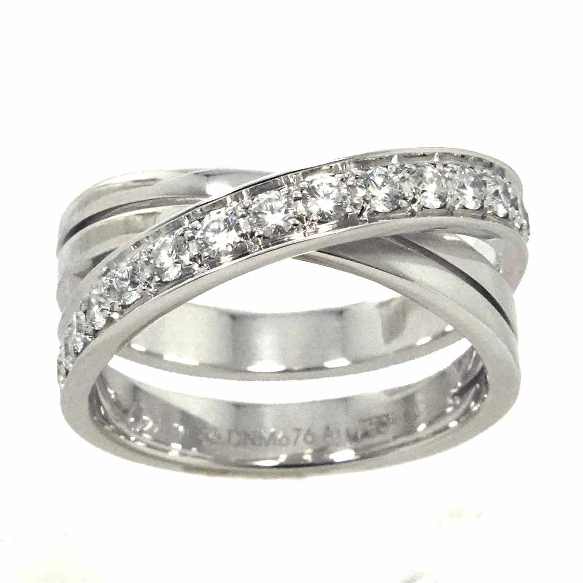 Paris Half Diamond Ring 18K WG 750 Size56 7.5(US)