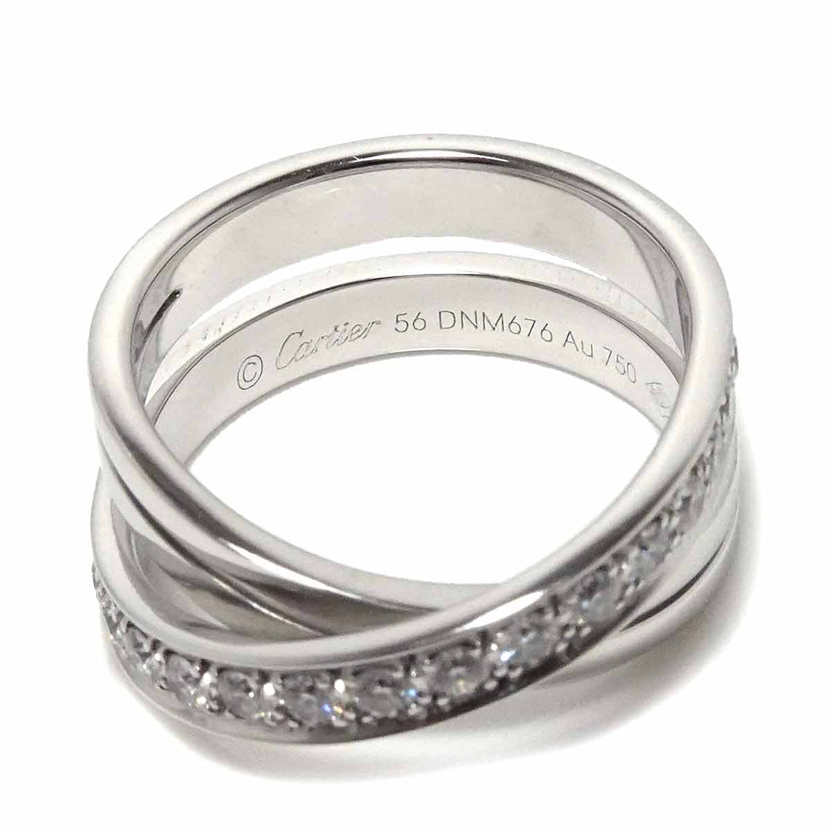 Paris Half Diamond Ring 18K WG 750 Size56 7.5(US)
