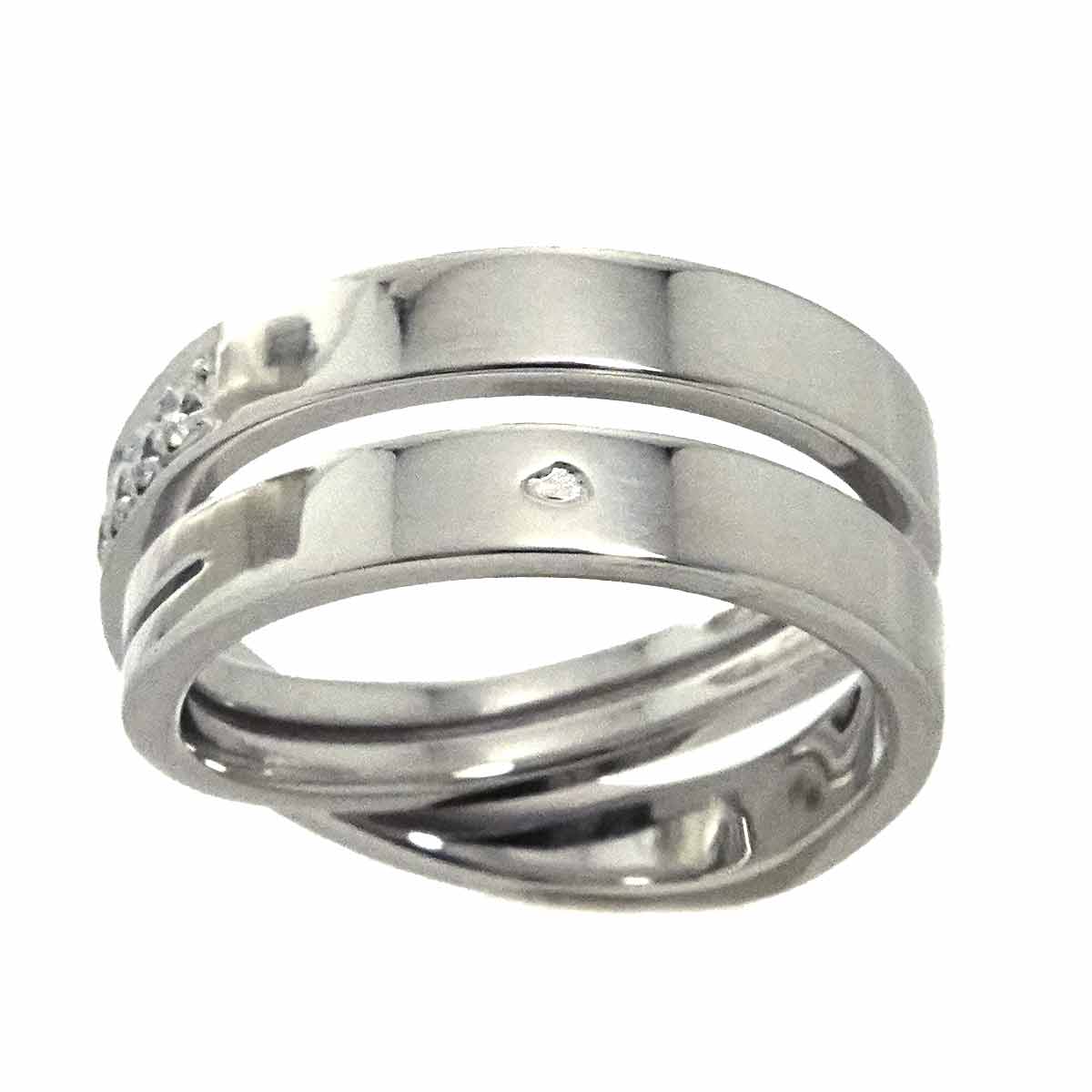 Paris Half Diamond Ring 18K WG 750 Size56 7.5(US)