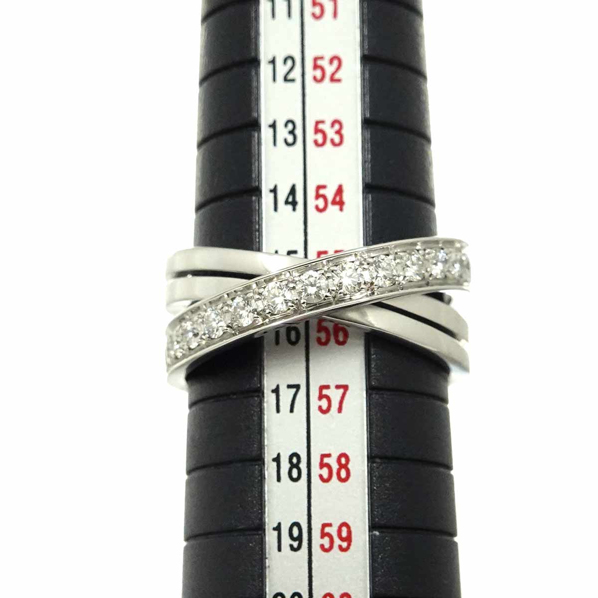 Paris Half Diamond Ring 18K WG 750 Size56 7.5(US)