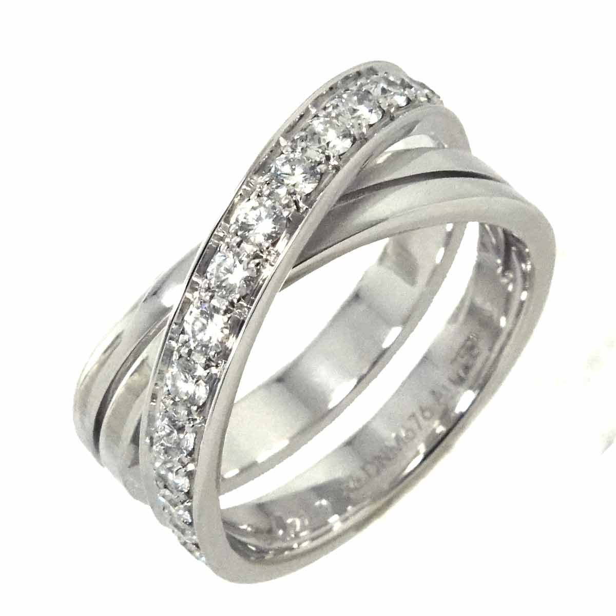 Paris Half Diamond Ring 18K WG 750 Size56 7.5(US)