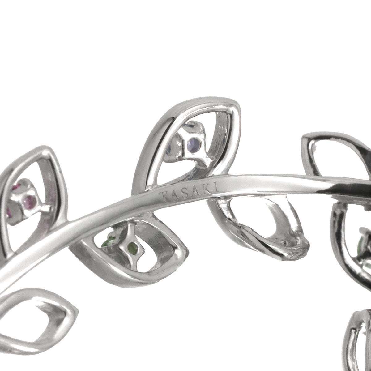 Peridot Diamond 0.08ct Sapphire Multi Stone Brooch 18K WG 750