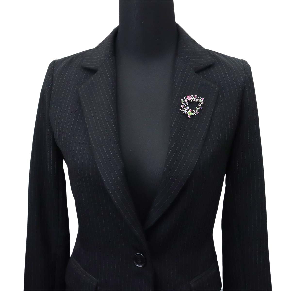 Peridot Diamond 0.08ct Sapphire Multi Stone Brooch 18K WG 750