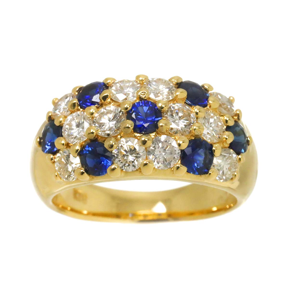Sapphire 1.03ct Diamond 1.37ct Ring 18K Yellow Gold 750 5.5-5.75(US)