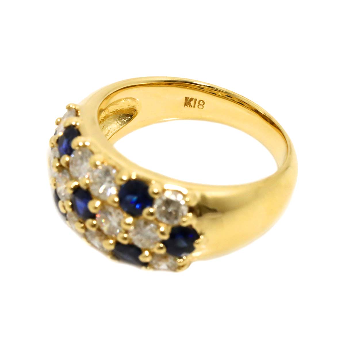 Sapphire 1.03ct Diamond 1.37ct Ring 18K Yellow Gold 750 5.5-5.75(US)